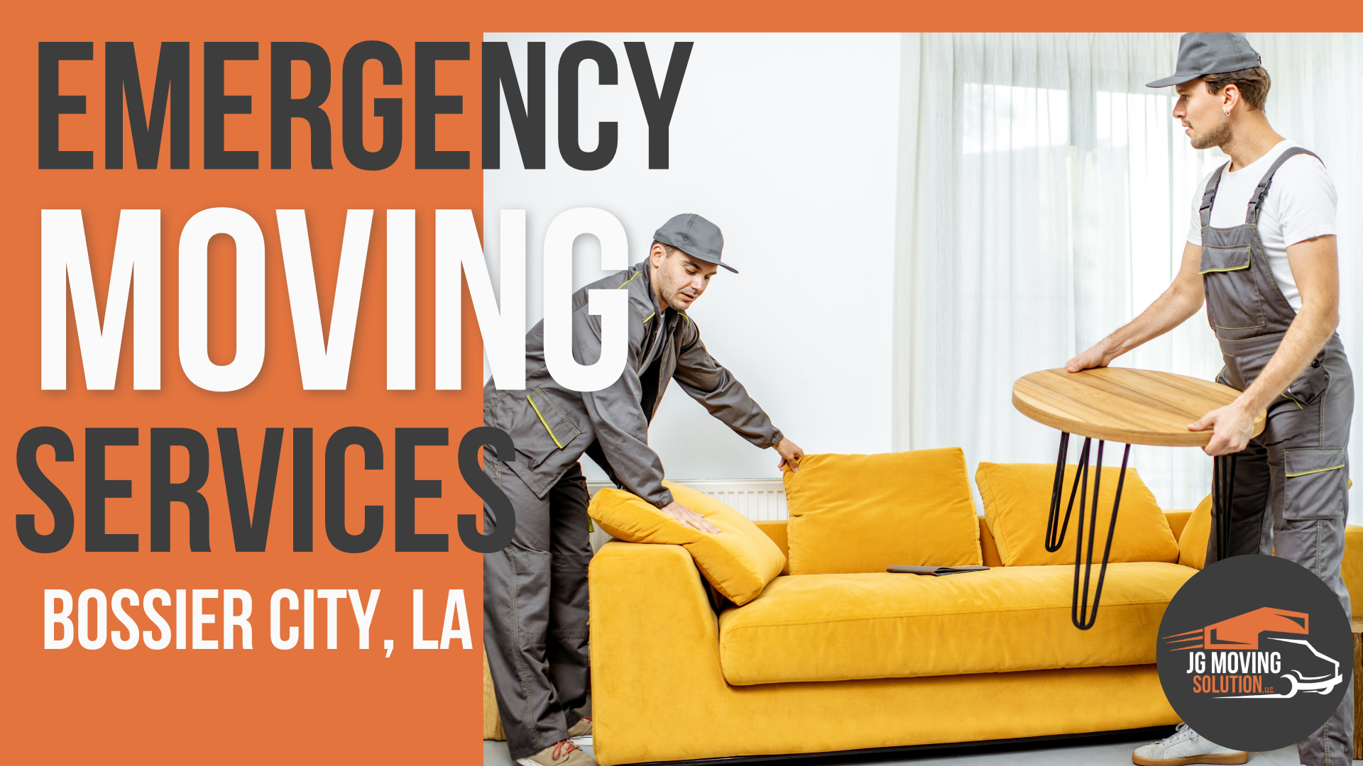 Emergency Moving Services In Bossier City - JG Moving Solution Two Movers Moving a Sofa